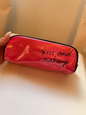 Victoria's Secret Hot Pink Glossy 'Kiss and Makeup' Cosmetic Pouch